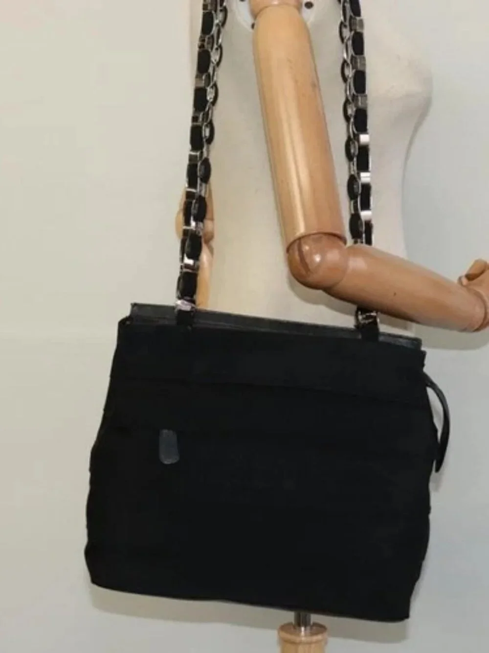 Salvatore Ferragamo Vala Shoulder Bag Canvas Black Auth fm4422